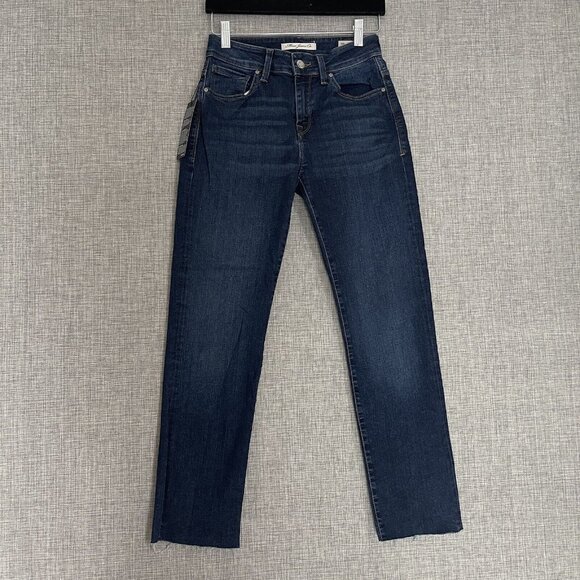 Mavi Niki Jeans Womens 25 Blue High Rise Straight Crop Ankle Raw Hem New - Picture 1 of 15